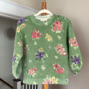 Sezane wool/mohair floral print sweater